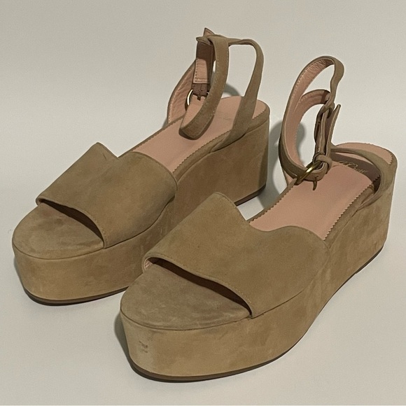 J. Crew Suede Flatform Ankle Strap Sandals in Old Lace - Picture 1 of 9
